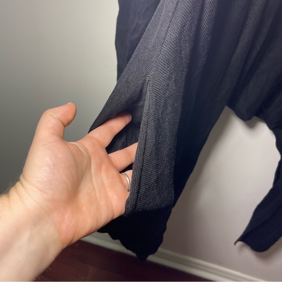 Hudson’s Bay Black Draped Open Cardigan Sweater Women’s minimalist layering in L - Picture 4 of 8